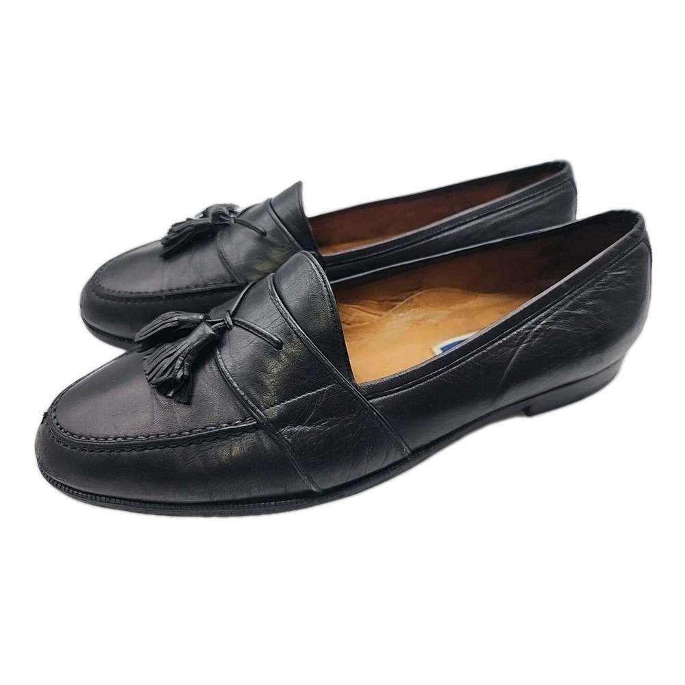 BRAGANO for COLE HAAN Tassel Loafers Dress Shoes Sz. 10.5 M ITALY Leather Black